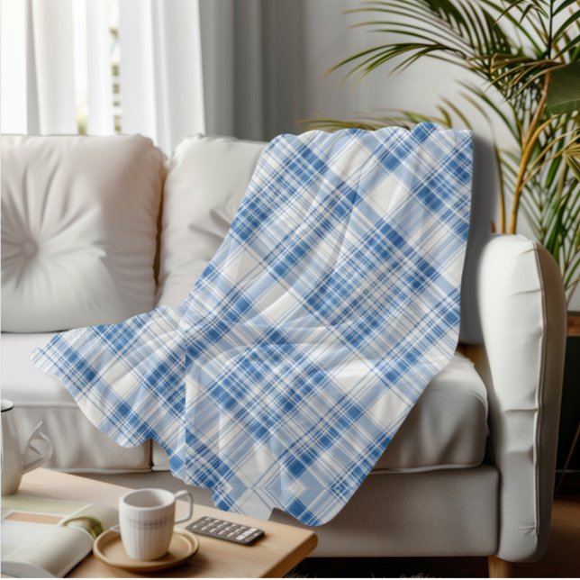 Couverture Polaire Plaid Bleu Cosy Tartan Classic À damiers Motif (Créateur téléchargé)