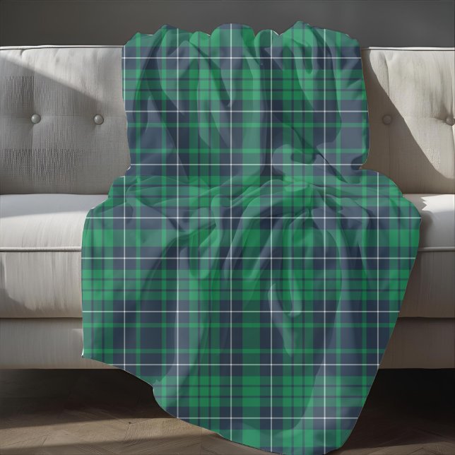 Couverture Polaire Plaid bleu vert rustique (Rustic Green Blue Plaid Fleece Blanket)