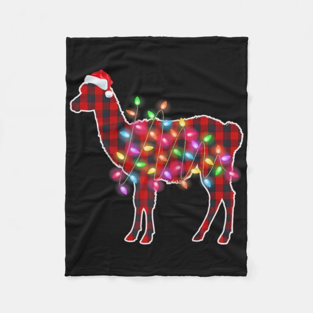 Couverture Polaire Plaid Buffalo Llama Christmas Pajamas Xmas Lights  (Devant)