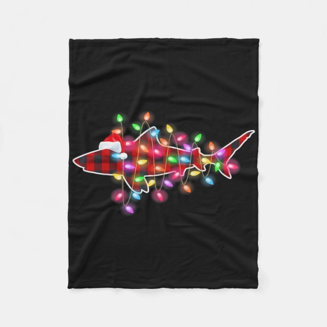 Couverture Polaire Plaid Buffalo Shark Christmas Pajamas Xmas Lights  (Devant)