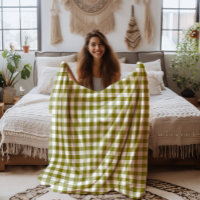 Plaid Buffle Vert Olive et Blanc de Ferme