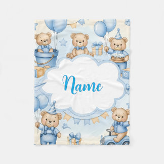 Couverture Polaire Plaid de bébé en forme d'ours en peluche personnal