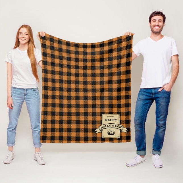 Couverture Polaire plaid de buffle orange (En situation)