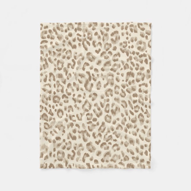 Couverture Polaire Plaid de chandail imprimé guépard beige (Devant)