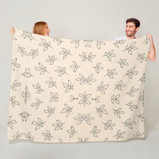 Couverture Polaire Plaid de jet beige à motif de feuille