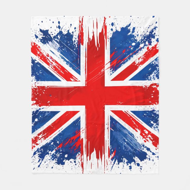Couverture Polaire Plaid de jet drapeau Royaume-Uni Grunge (Devant)