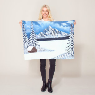 Couverture Polaire Plaid de laine à motif Scène hivernale merveilleus