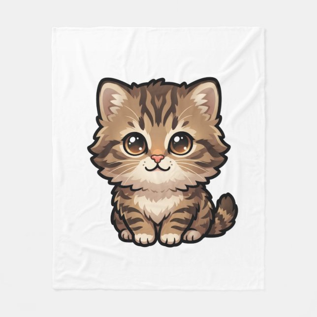Couverture Polaire Plaid de laine douce avec un chaton brun mignon (Devant)