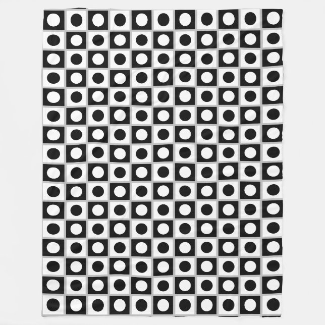 Couverture Polaire Plaid de laine moderne abstrait noir et blanc (Devant)