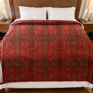Couverture Polaire Plaid de laine vierge motif tapis antique oriental