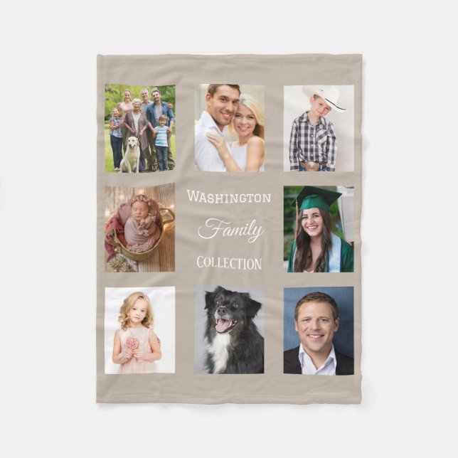 Couverture Polaire Plaid de molleton à monogramme avec photos de fami (Devant)