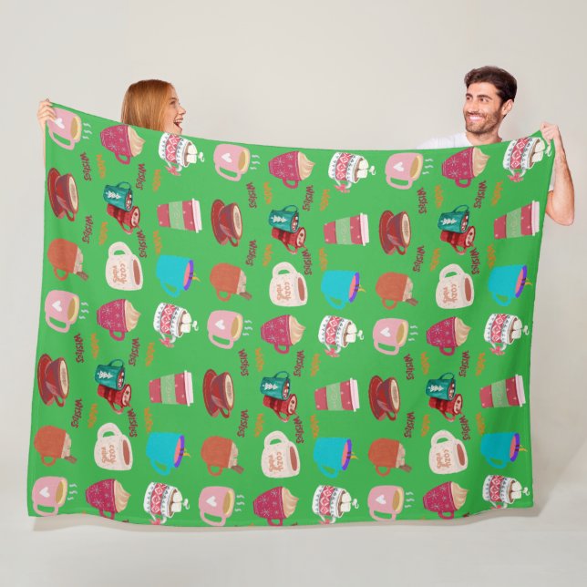 Couverture Polaire Plaid de Noël mugs en Fleece (En situation)