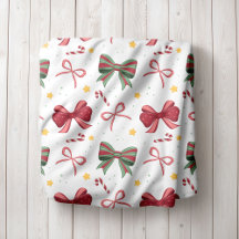Plaid de Noël personnalisé en polaire avec rubans