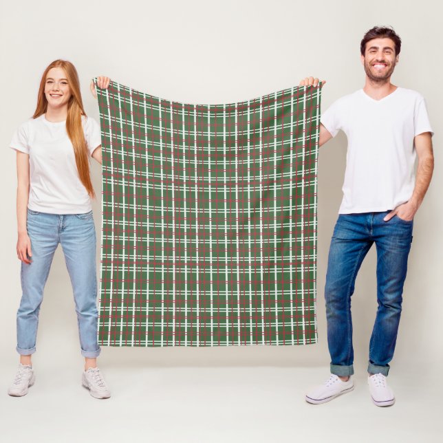 Couverture Polaire Plaid de Noël, Vert, Rouge, Blanc (En situation)
