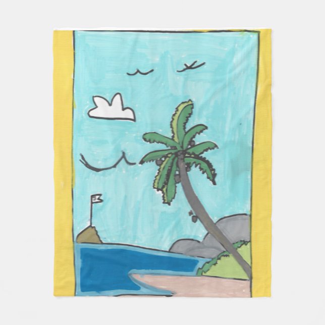 Couverture Polaire Plaid de scène de plage (Devant)