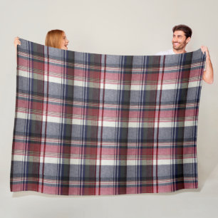 Couverture Polaire Plaid de tartan gris rouge