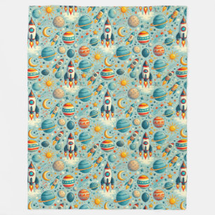 Couverture Polaire 🚀 Plaid en fausse fourrure ludique pour l'espace