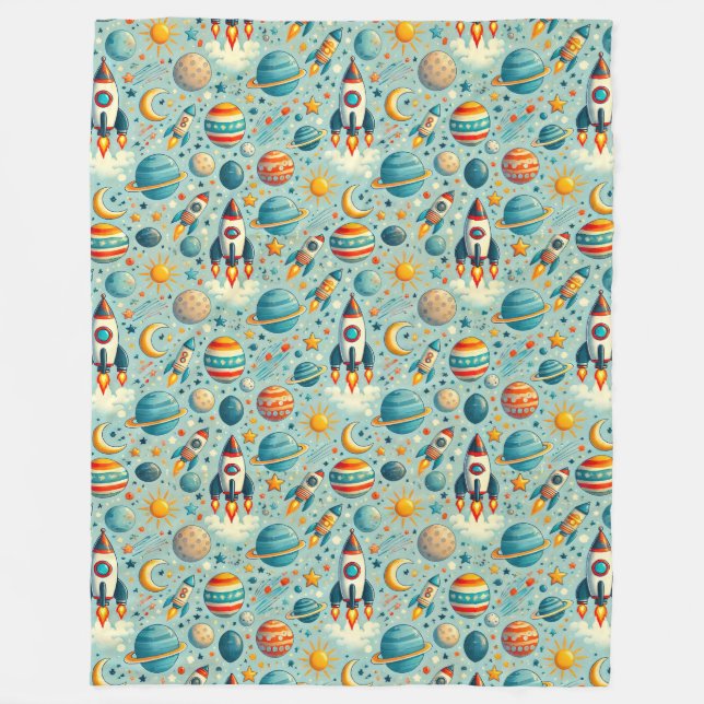 Couverture Polaire 🚀 Plaid en fausse fourrure ludique pour l'espace  (Devant)