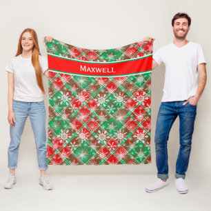 Couverture Polaire Plaid Et Snowflakes Noël Motif 2 Avec Nom