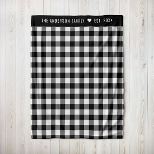 Couverture Polaire Plaid Familial Noir Blanc Buffalo Nom de Famille
