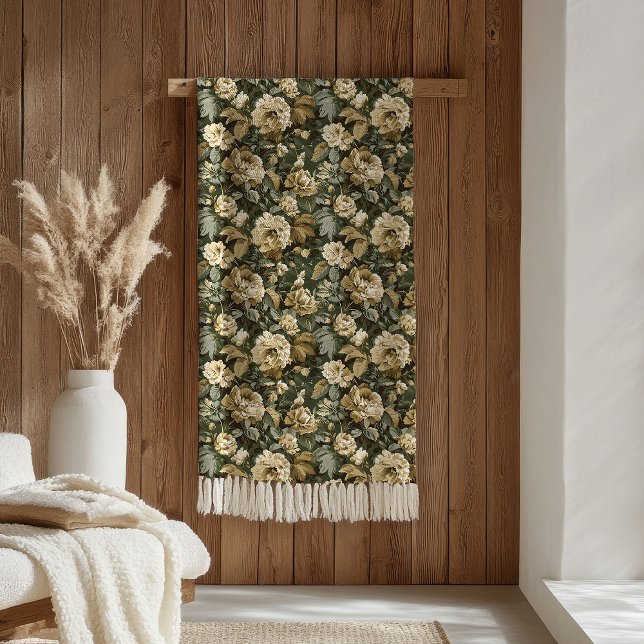 Couverture Polaire Plaid Luxe Vert Or Chic Pastel Feuillage Art (Luxury Green Gold Blanket Chic Pastel Foliage Art)