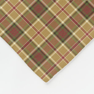 Couverture Polaire Plaid or, vert et rouge rustique
