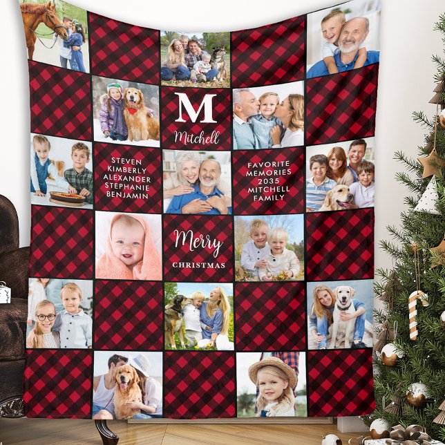 Couverture Polaire Plaid Patchwork Personalized Cozy 15 Photo Collage (Créateur téléchargé)