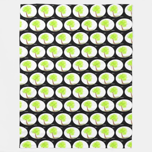 Couverture Polaire plaid peinture d'arbre km 3D (Devant)