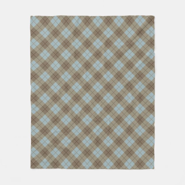 Couverture Polaire Plaid polarisé dans le bleu et le brun (Devant)