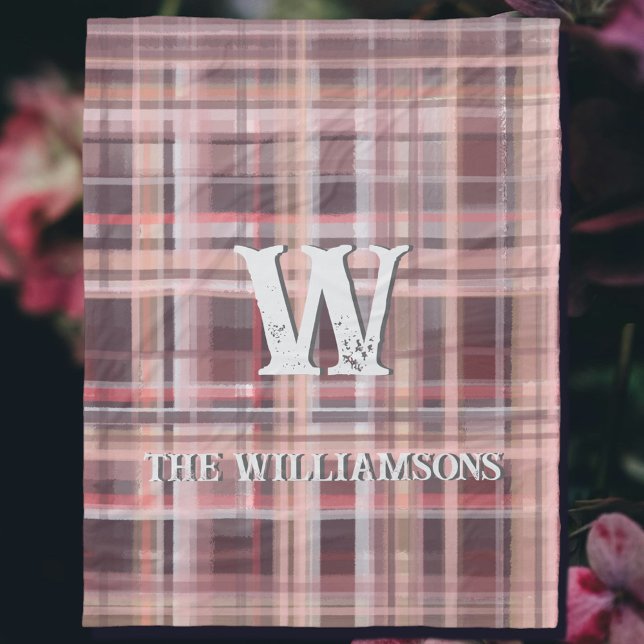 Couverture Polaire Plaid script initial rouge roux bordeaux rose pêch (Créateur téléchargé)