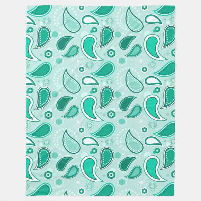 Couverture Polaire plaid vert à motif cachemire (Devant)