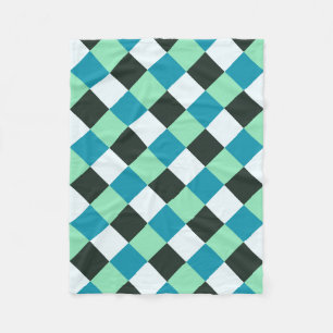 Couverture Polaire Plaid vert-bleu turquoise blanc de turquoise