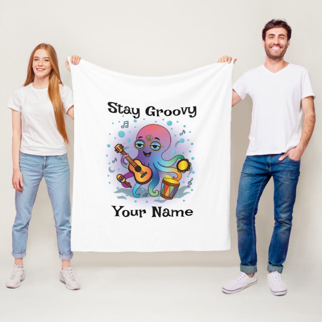Couverture Polaire Plaide Fleece Personnalisé | Nom & Texte de Pieuvr (En situation)