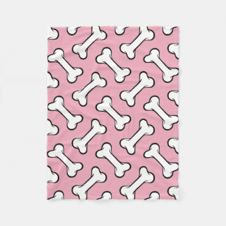 Couverture Polaire Plaisir Blanche Motif chien rose et blanc os