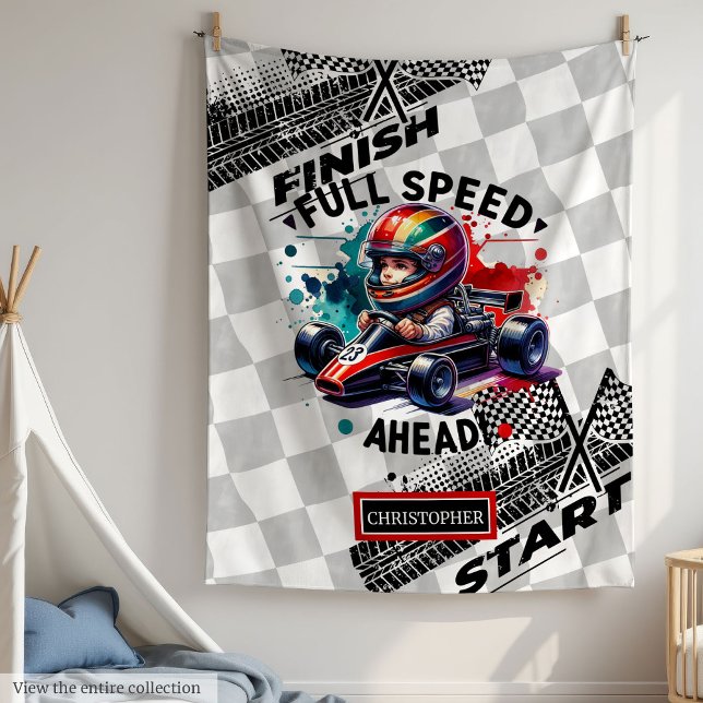 Couverture Polaire Plaisir Coupe de course Formule 1 Garçon Anniversa (Fun Racing Blanket Formula 1 Boy Birthday)