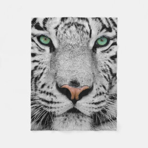 COUVERTURE POLAIRE PLAN RAPPROCHÉ BLANC DE VISAGE DE TIGRE