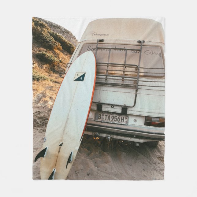 Couverture Polaire Planche de surf blanche et noire (Devant)