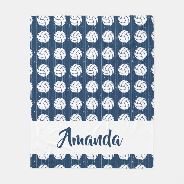 Couverture Polaire Plancher en bois de volleyball bleu marine (Devant)