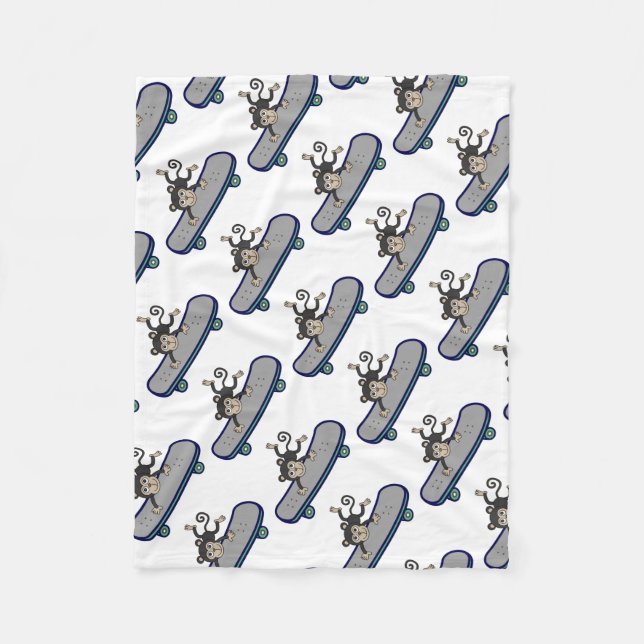 Couverture Polaire planches à roulettes d'équitation de singe de bébé (Devant)