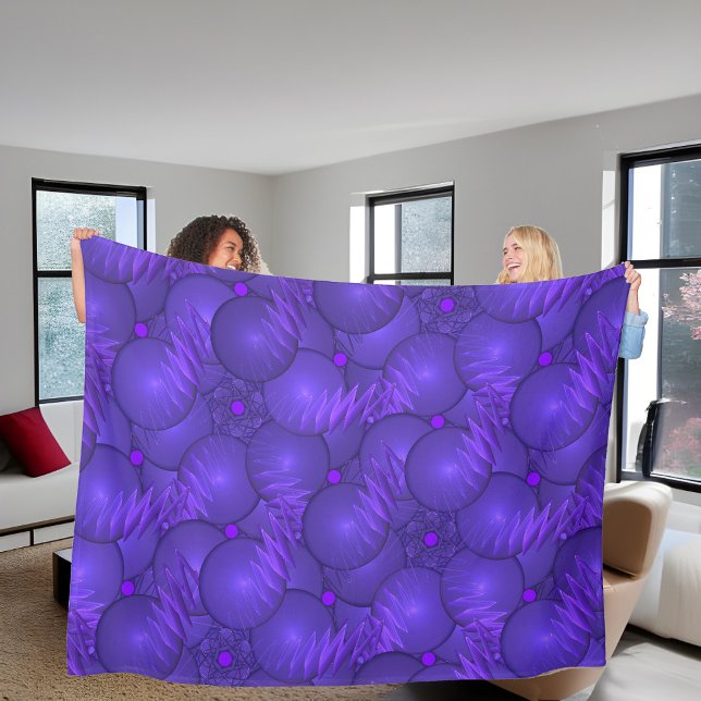Couverture Polaire Planètes violettes, motif fractal moderne (Créateur téléchargé)
