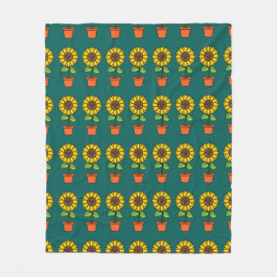 Couverture Polaire Plante de tournesol Kawaii dans un pot