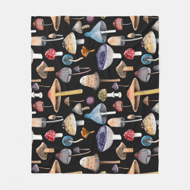 Couverture Polaire Plantes forestiers : champignons d'aquarelle, patt (Devant)