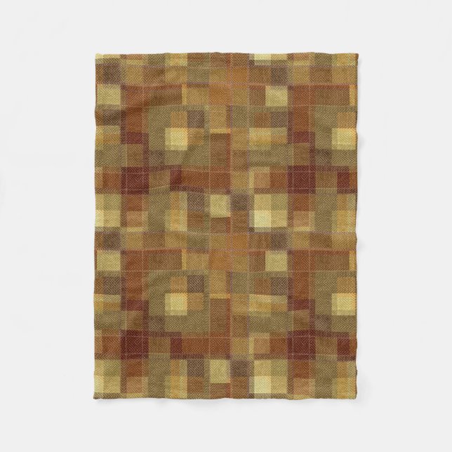 Couverture Polaire Plaque de tartan marron monochrome texturé. (Devant)
