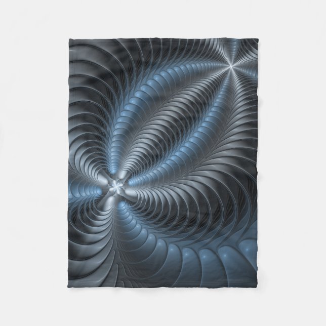 Couverture Polaire Plastique bleu gris 3D Fractal Art moderne Abstrai (Devant)