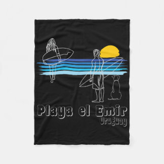 Couverture Polaire Playa El Emir Uruguay, Surfing Beach Surf Guy Girl