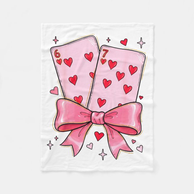 Couverture Polaire Playing Cards 6 7 Of Hearts 67 Six Seven Meme Bow  (Devant)
