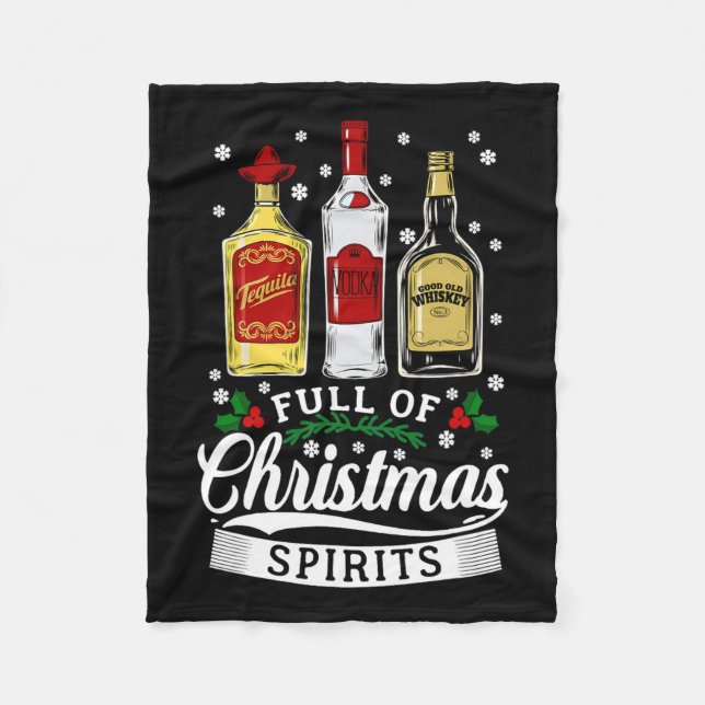 Couverture Polaire Plein d'esprits de Noël Vodka Tequila Whiskey Xm (Devant)