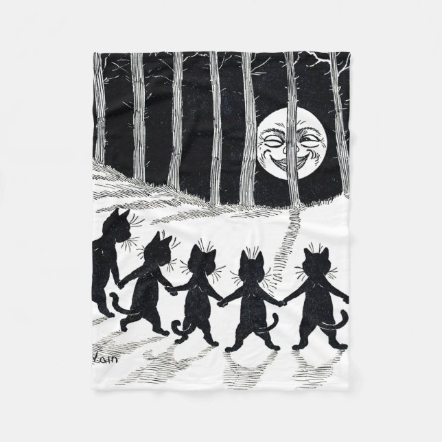 Couverture Polaire Pleine lune et chats, Louis Wain (Devant)