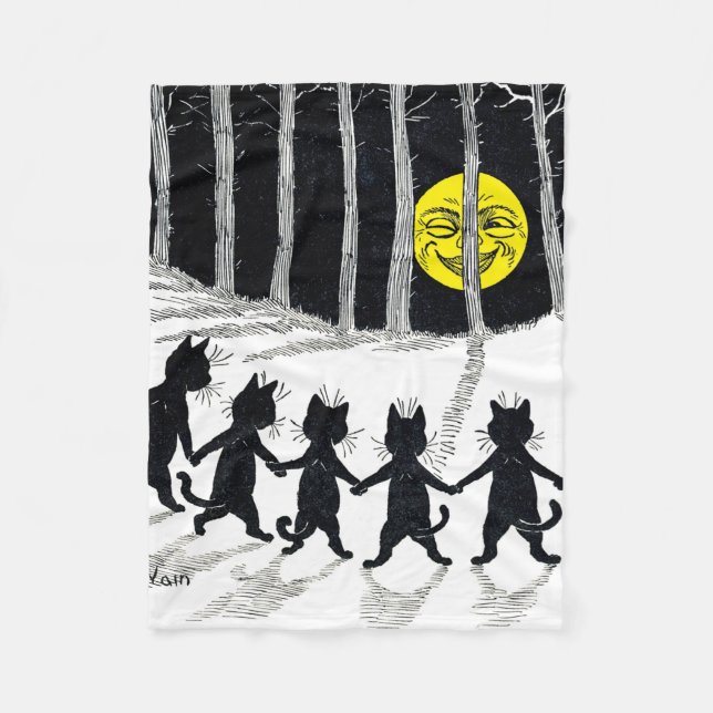 Couverture Polaire Pleine lune et chats, Louis Wain (Devant)