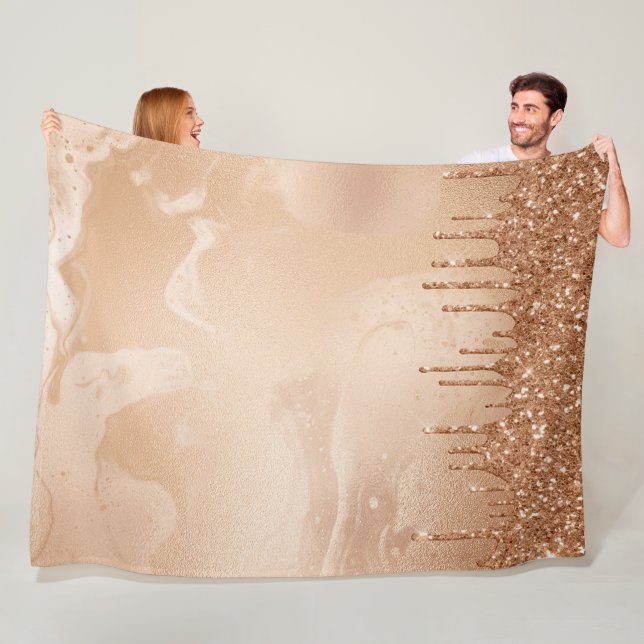 Couverture Polaire Pluie de Parties scintillant de cuivre sur le marb (En situation)